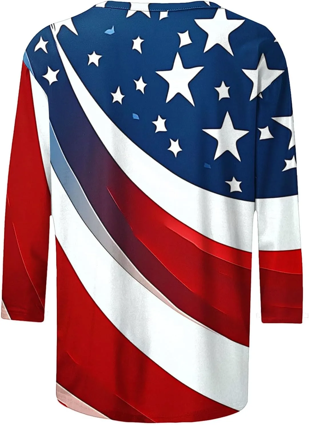 4th of July Shirts Women American Flag 3/4 Sleeve Shirt Independence Day Tops Casual Summer T Shirt Patriotic Tees