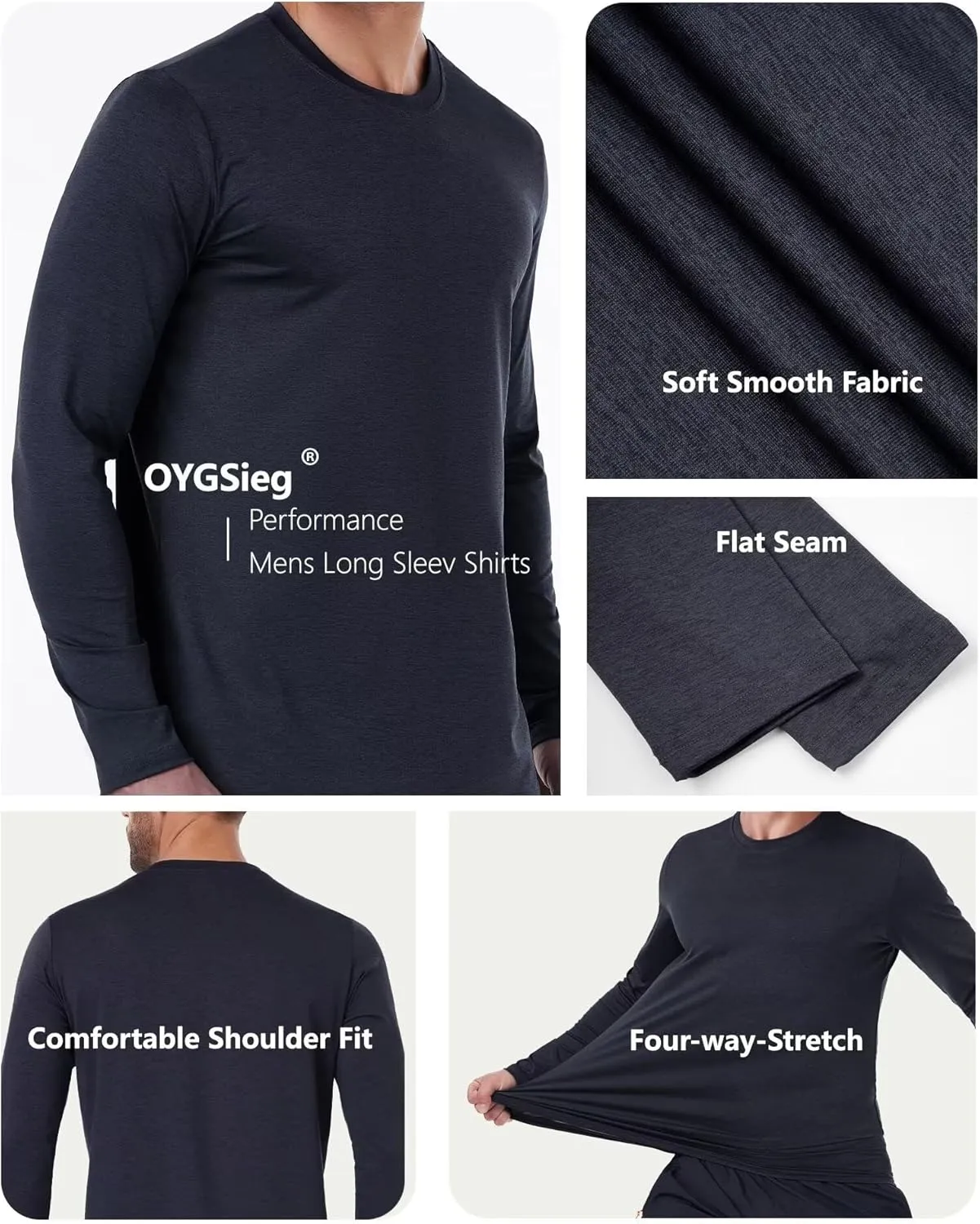7 Pack Long Sleeve Shirts for Men Moisture Wicking Sun Protection UV UPF 50  SPF Performance Quick Dry T-Shirt for Casual