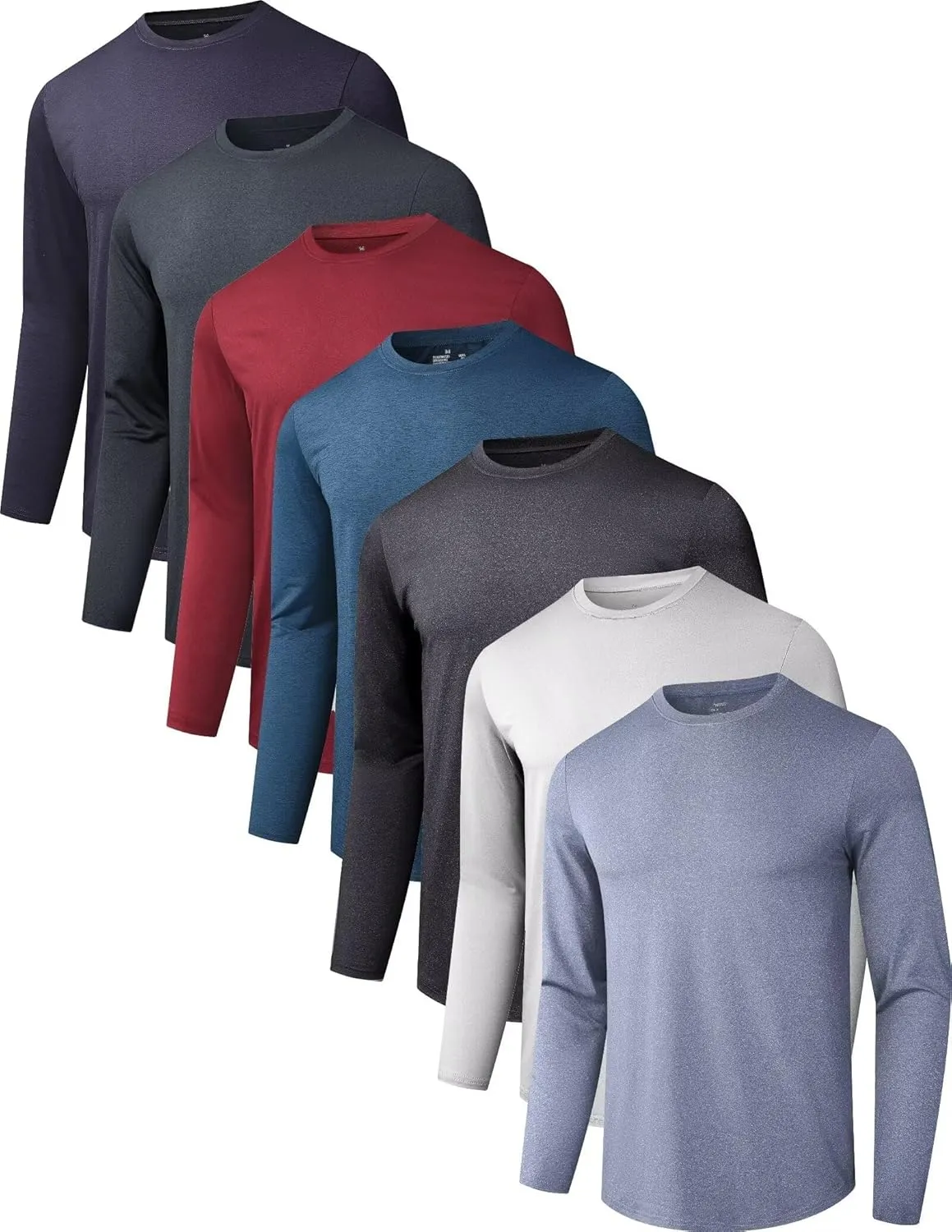 7 Pack Long Sleeve Shirts for Men Moisture Wicking Sun Protection UV UPF 50  SPF Performance Quick Dry T-Shirt for Casual