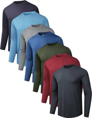 7 Pack Long Sleeve Shirts for Men Moisture Wicking Sun Protection UV UPF 50  SPF Performance Quick Dry T-Shirt for Casual