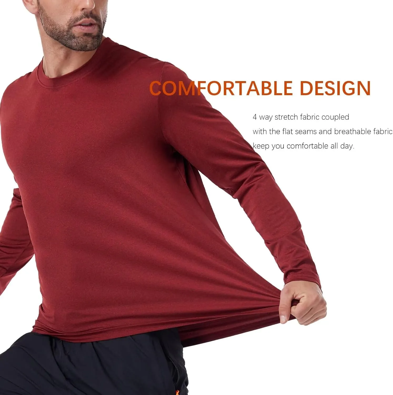 7 Pack Long Sleeve Shirts for Men Moisture Wicking Sun Protection UV UPF 50  SPF Performance Quick Dry T-Shirt for Casual