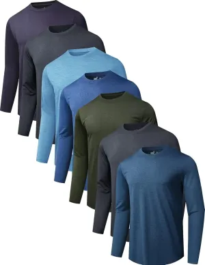7 Pack Long Sleeve Shirts for Men Moisture Wicking Sun Protection UV UPF 50  SPF Performance Quick Dry T-Shirt for Casual