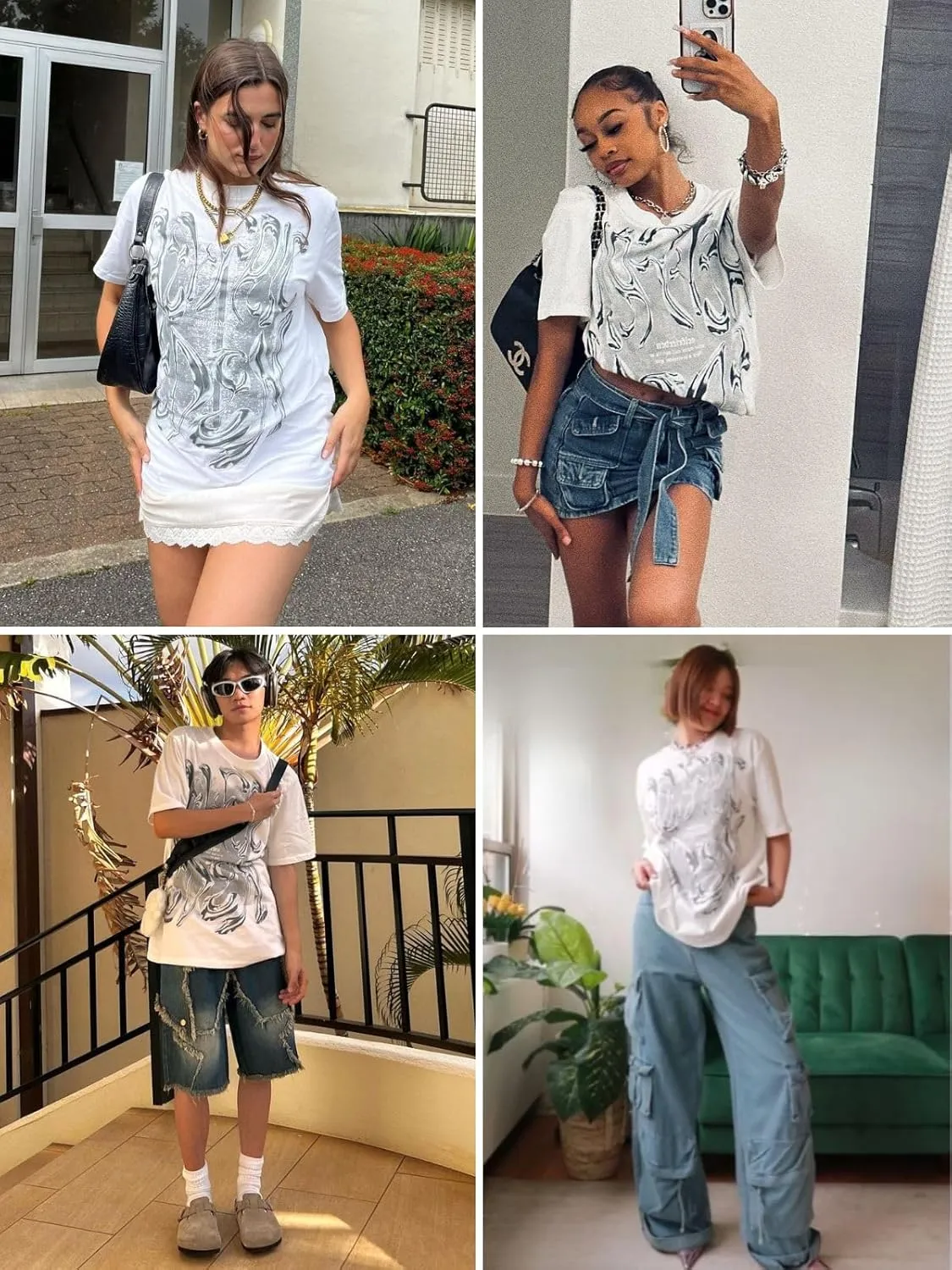 Aelfric Eden Metalic Graphic Tees Men Y2k Oversized T Shirts Women Vintage Tees Unisex Summer Tops