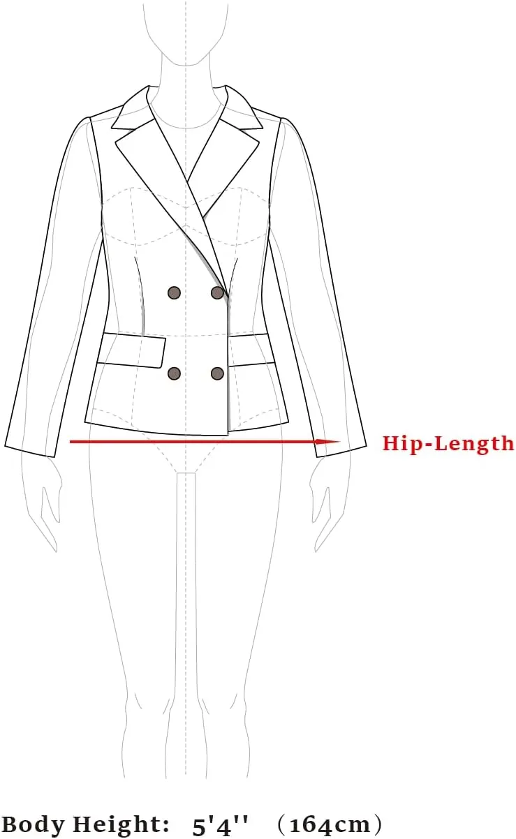 Allegra K Women's Notched Lapel Double Breasted Pea Coat