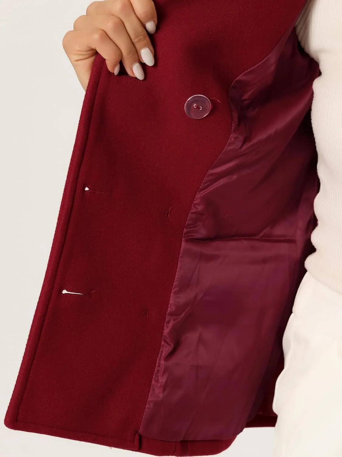 Allegra K Women's Notched Lapel Double Breasted Pea Coat