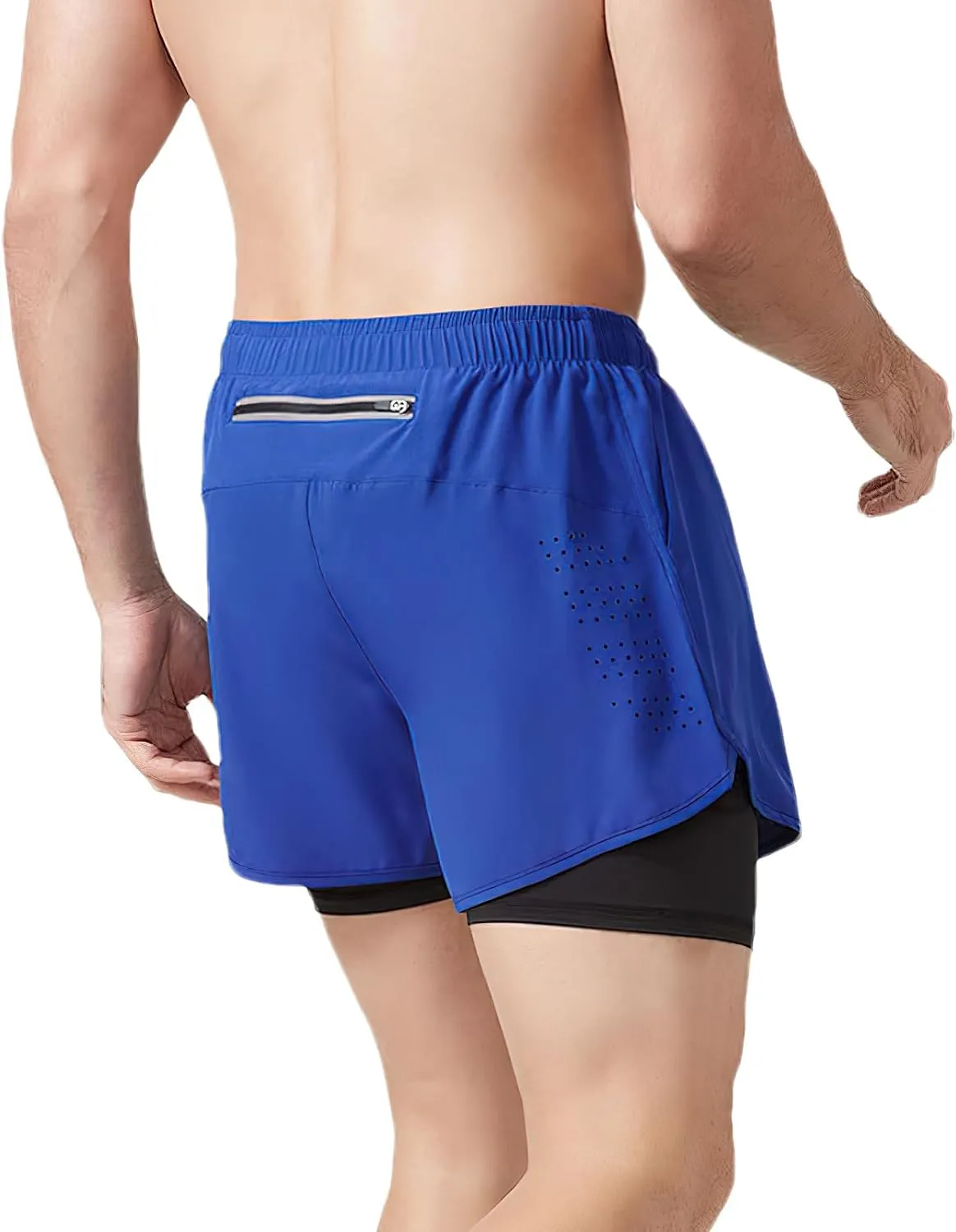 ANUFER Mens 2 in 1 Running Shorts Breathable Quick Dry Gym Workout Training Cycling Shorts with Liner & Phone Pocket