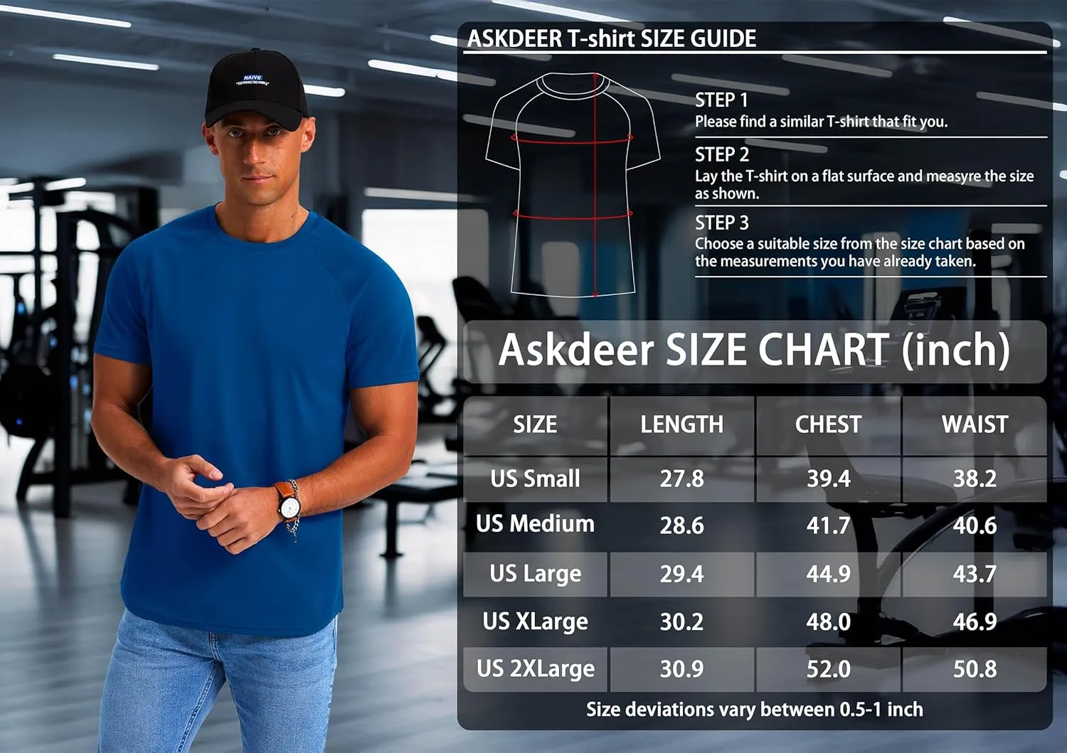 Askdeer Men's Quick Dry T-Shirt Short Sleeve Lightweight Workout Running Athletic Tee Shirts