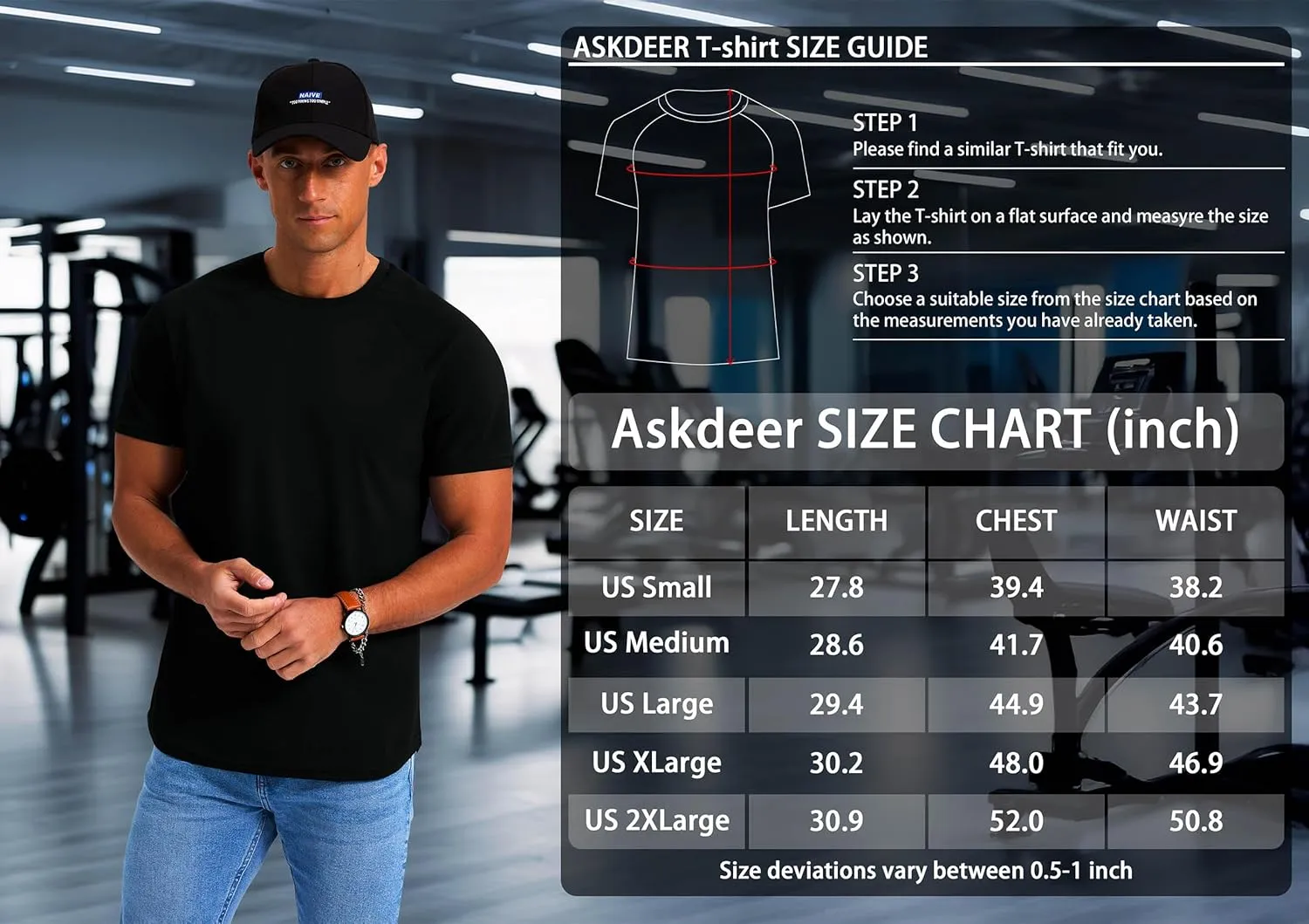 Askdeer Men's Quick Dry T-Shirt Short Sleeve Lightweight Workout Running Athletic Tee Shirts