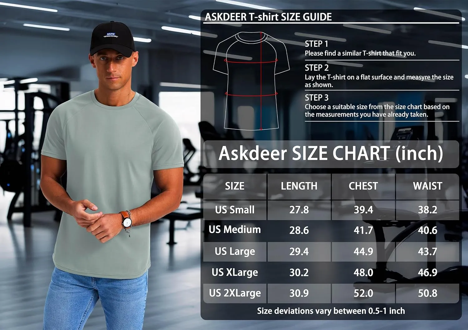 Askdeer Men's Quick Dry T-Shirt Short Sleeve Lightweight Workout Running Athletic Tee Shirts