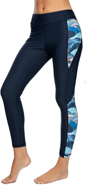 AXESEA High Waist Yoga Pants Compression Leggings Tummy Control Swim Tights UPF 50 