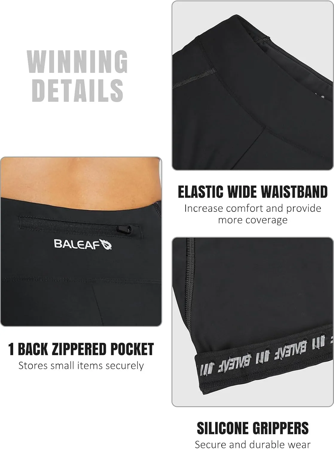 baleaf Women's Padded Bike Pants High Waist Cycling Shorts 3/4 Bicycle Capris Legging Zipper Pockets UPF 50 