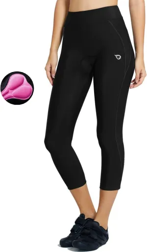 baleaf Women's Padded Bike Pants High Waist Cycling Shorts 3/4 Bicycle Capris Legging Zipper Pockets UPF 50 