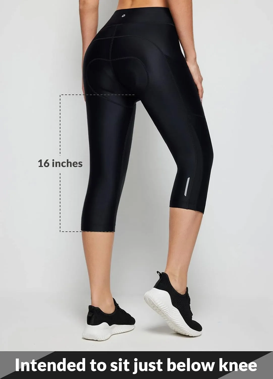 baleaf Women's Padded Bike Pants High Waist Cycling Shorts 3/4 Bicycle Capris Legging Zipper Pockets UPF 50 