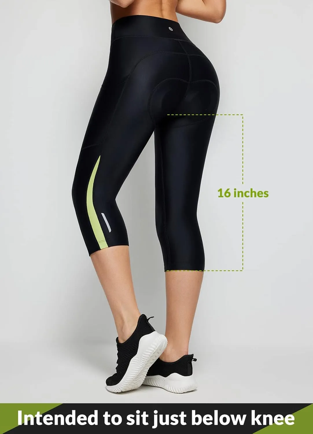 baleaf Women's Padded Bike Pants High Waist Cycling Shorts 3/4 Bicycle Capris Legging Zipper Pockets UPF 50 