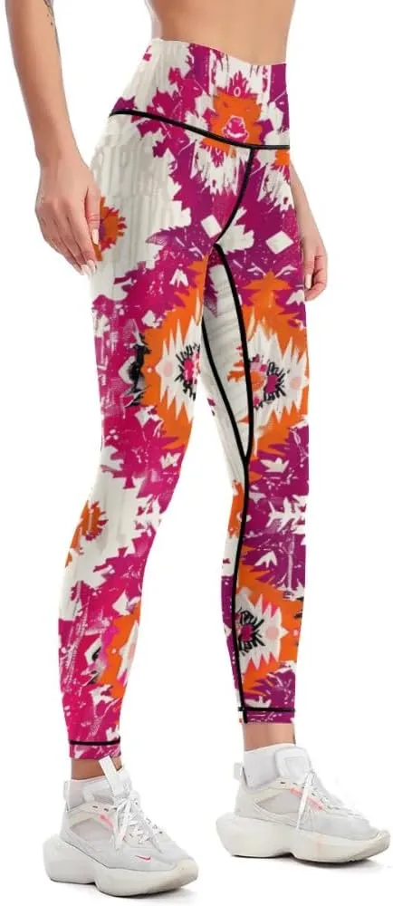 Bandhnu Print Plus Size Yoga Pants Tummy Control Yoga Pants Christmas Leggings Petite Length Stretch Women
