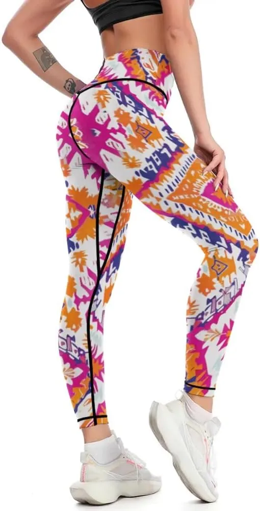 Bandhnu Print Plus Size Yoga Pants Tummy Control Yoga Pants Christmas Leggings Petite Length Stretch Women