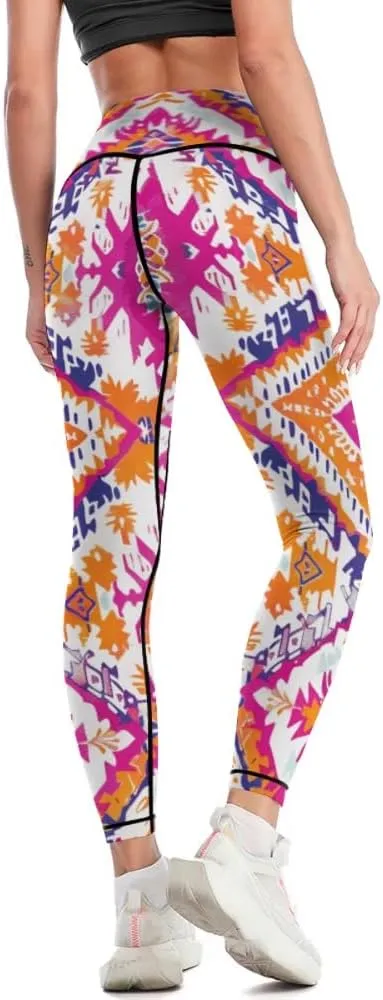 Bandhnu Print Plus Size Yoga Pants Tummy Control Yoga Pants Christmas Leggings Petite Length Stretch Women