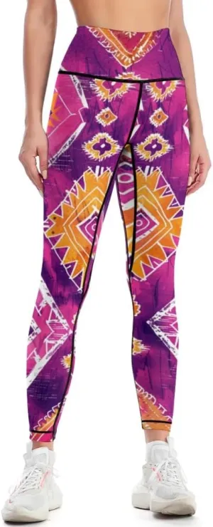 Bandhnu Print Plus Size Yoga Pants Tummy Control Yoga Pants Christmas Leggings Petite Length Stretch Women