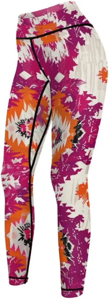 Bandhnu Print Plus Size Yoga Pants Tummy Control Yoga Pants Christmas Leggings Petite Length Stretch Women