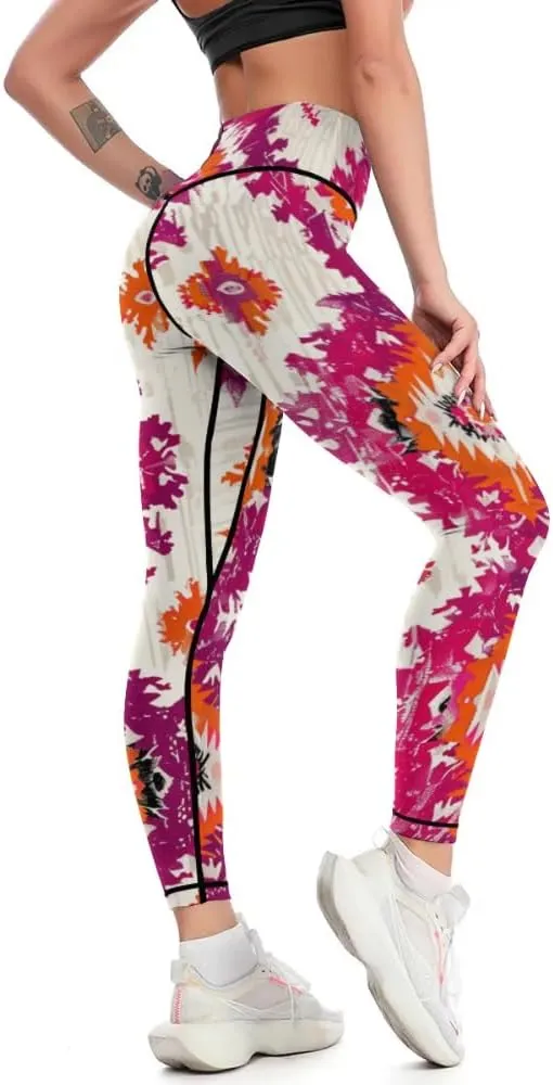 Bandhnu Print Plus Size Yoga Pants Tummy Control Yoga Pants Christmas Leggings Petite Length Stretch Women