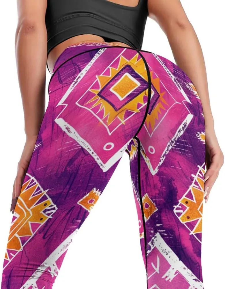 Bandhnu Print Plus Size Yoga Pants Tummy Control Yoga Pants Christmas Leggings Petite Length Stretch Women