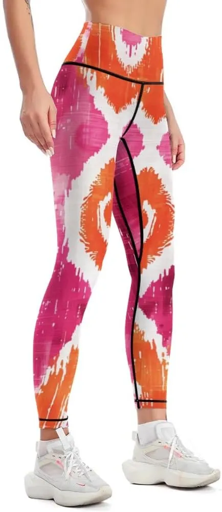 Bandhnu Print Plus Size Yoga Pants Tummy Control Yoga Pants Christmas Leggings Petite Length Stretch Women