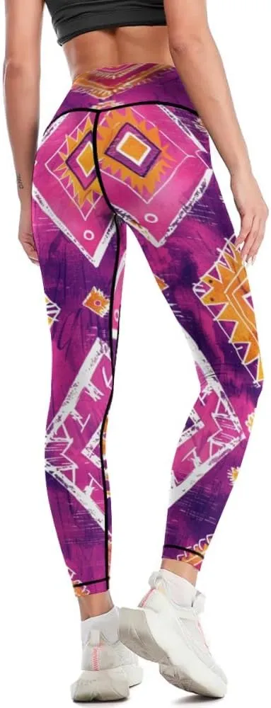 Bandhnu Print Plus Size Yoga Pants Tummy Control Yoga Pants Christmas Leggings Petite Length Stretch Women