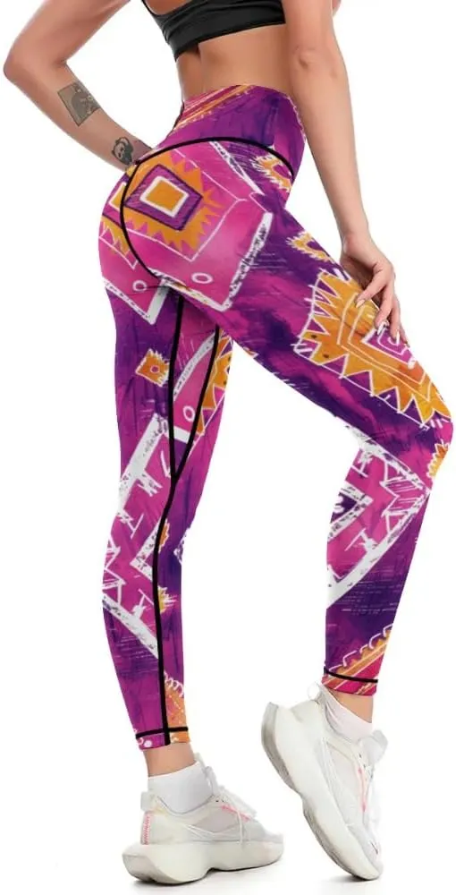 Bandhnu Print Plus Size Yoga Pants Tummy Control Yoga Pants Christmas Leggings Petite Length Stretch Women