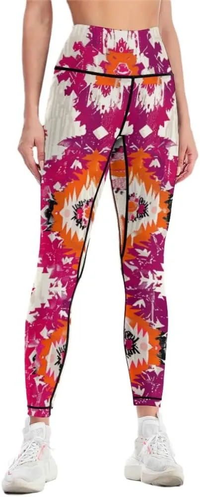 Bandhnu Print Plus Size Yoga Pants Tummy Control Yoga Pants Christmas Leggings Petite Length Stretch Women