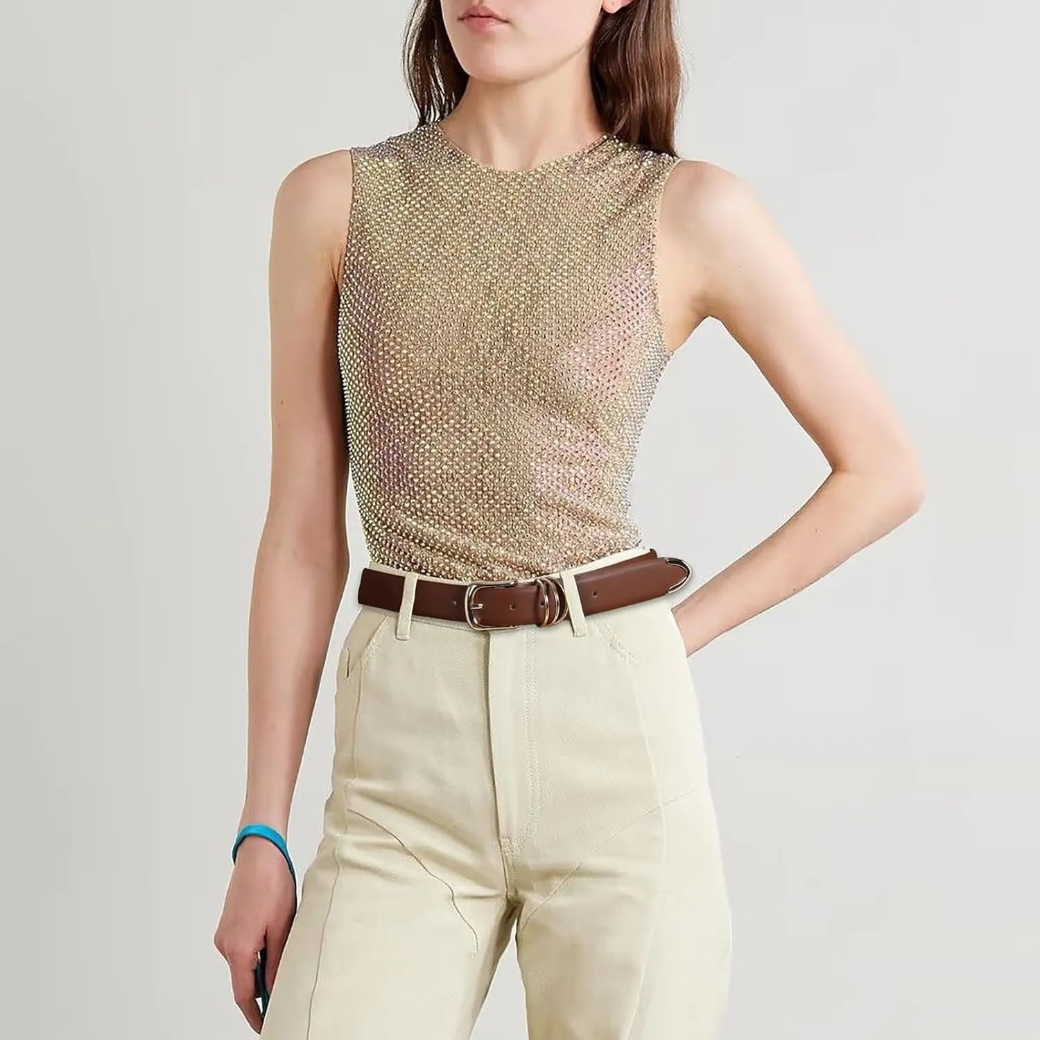 Belts for Women with Gold Buckle Faux Leather Belts Fashion Casual belts for jeans