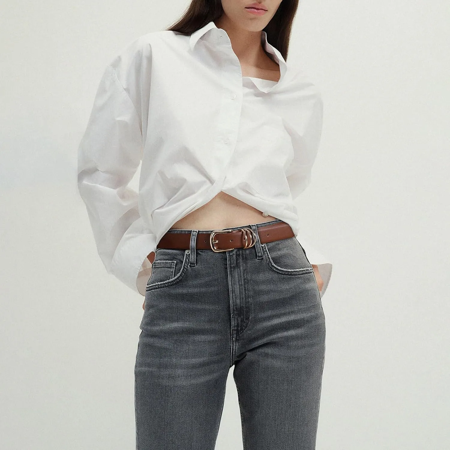 Belts for Women with Gold Buckle Faux Leather Belts Fashion Casual belts for jeans