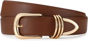 Belts for Women with Gold Buckle Faux Leather Belts Fashion Casual belts for jeans