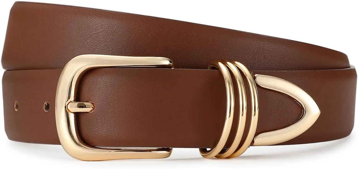 Belts for Women with Gold Buckle Faux Leather Belts Fashion Casual belts for jeans
