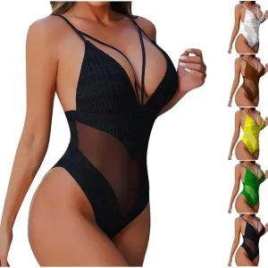 Bikini Sets for Women,Sexy Mesh One Piece Swimsuits Tummy Control Bathing Suit Backless Strap Bikinis Womens Swimwear