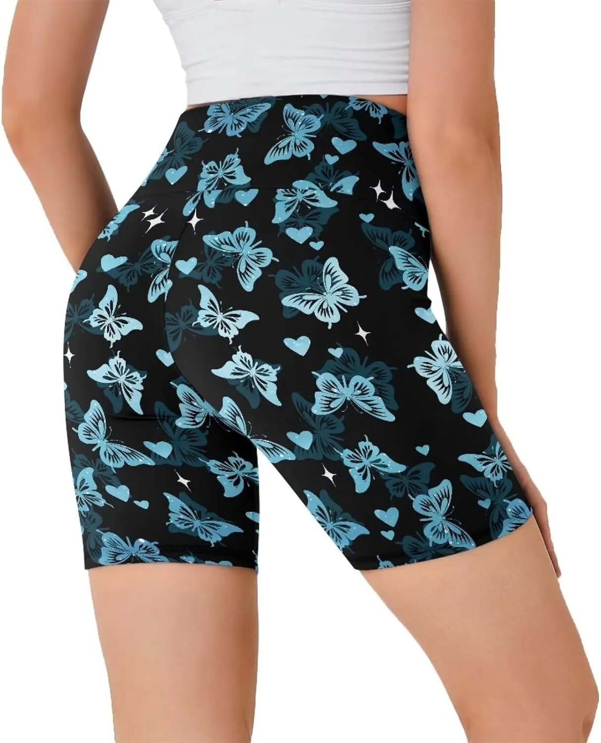 Biyejit Women's Naked Feeling Biker Shorts High Waist Yoga Workout Running Gym Spandex Shorts Plus Size Cycling Shorts