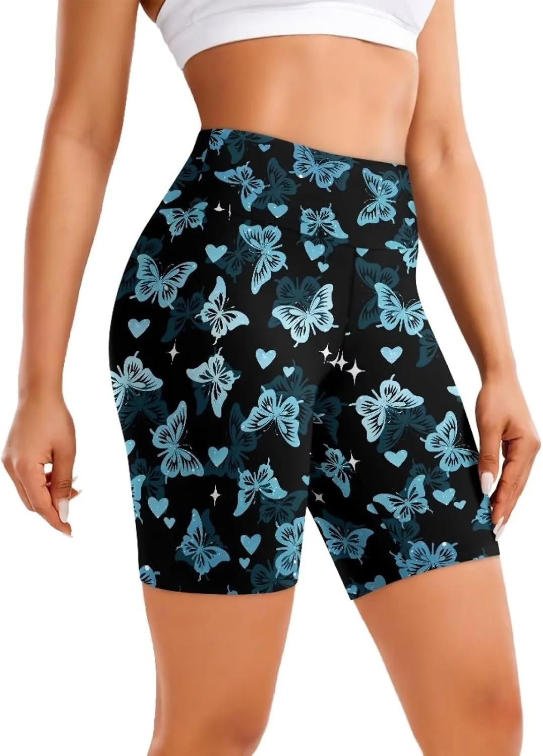 Biyejit Women's Naked Feeling Biker Shorts High Waist Yoga Workout Running Gym Spandex Shorts Plus Size Cycling Shorts