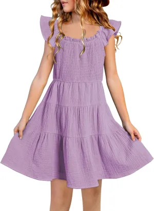 blibean Girls Summer Dresses Tween Cotton Sundress Size 6-15 Years Old
