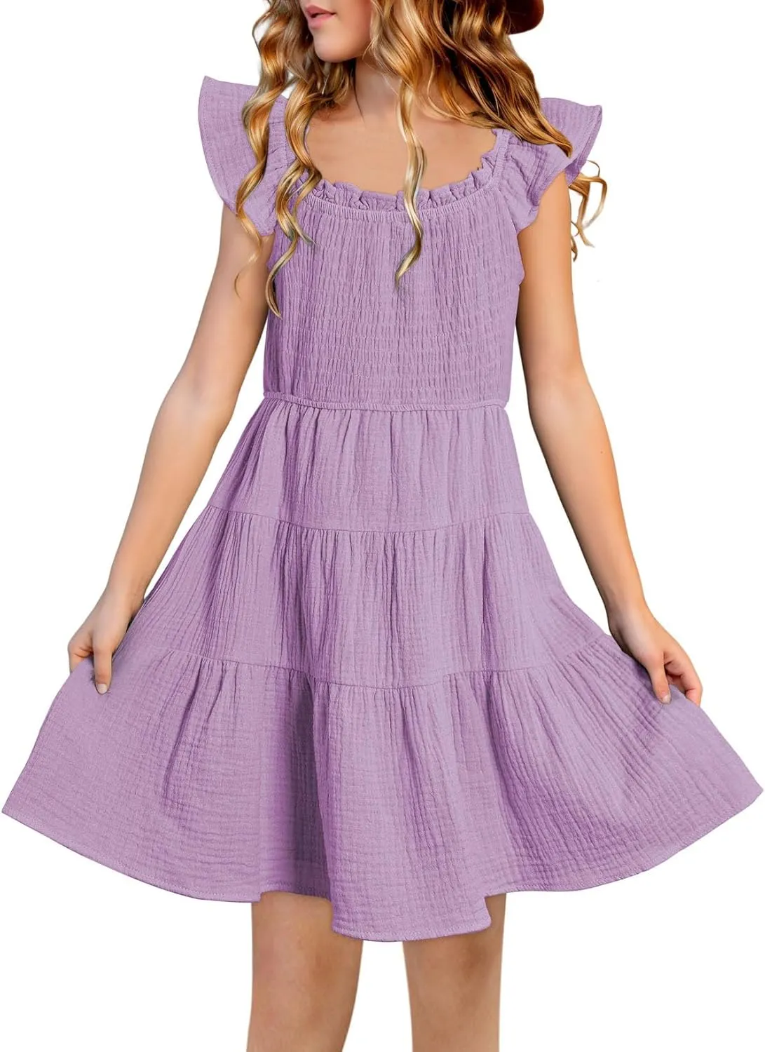 blibean Girls Summer Dresses Tween Cotton Sundress Size 6-15 Years Old