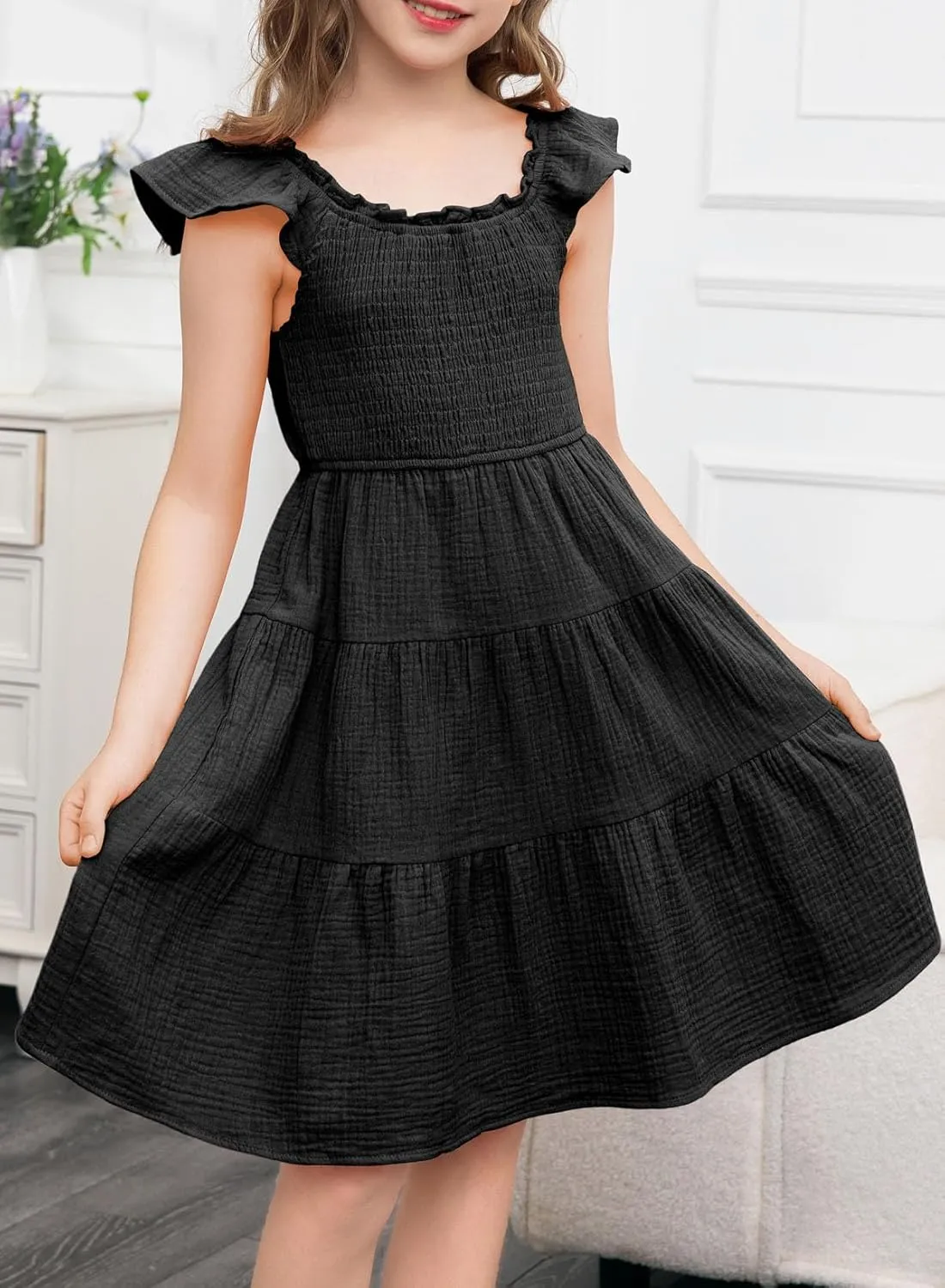 blibean Girls Summer Dresses Tween Cotton Sundress Size 6-15 Years Old