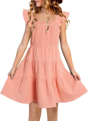 blibean Girls Summer Dresses Tween Cotton Sundress Size 6-15 Years Old