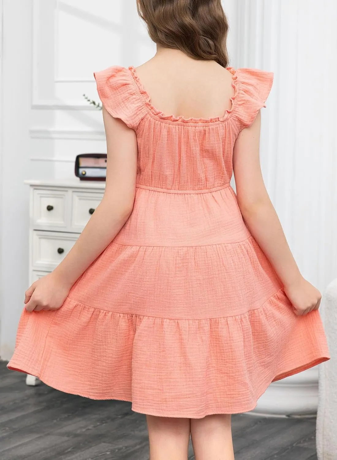 blibean Girls Summer Dresses Tween Cotton Sundress Size 6-15 Years Old