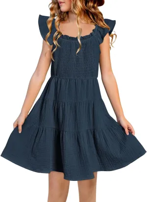blibean Girls Summer Dresses Tween Cotton Sundress Size 6-15 Years Old