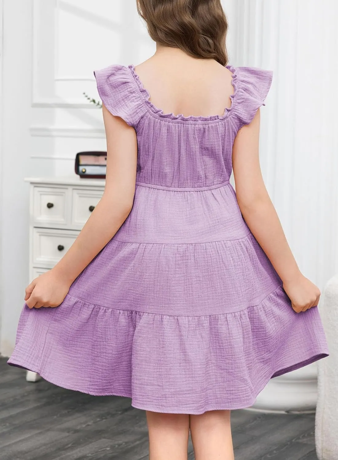 blibean Girls Summer Dresses Tween Cotton Sundress Size 6-15 Years Old