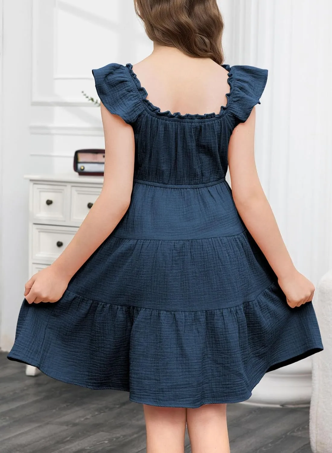 blibean Girls Summer Dresses Tween Cotton Sundress Size 6-15 Years Old