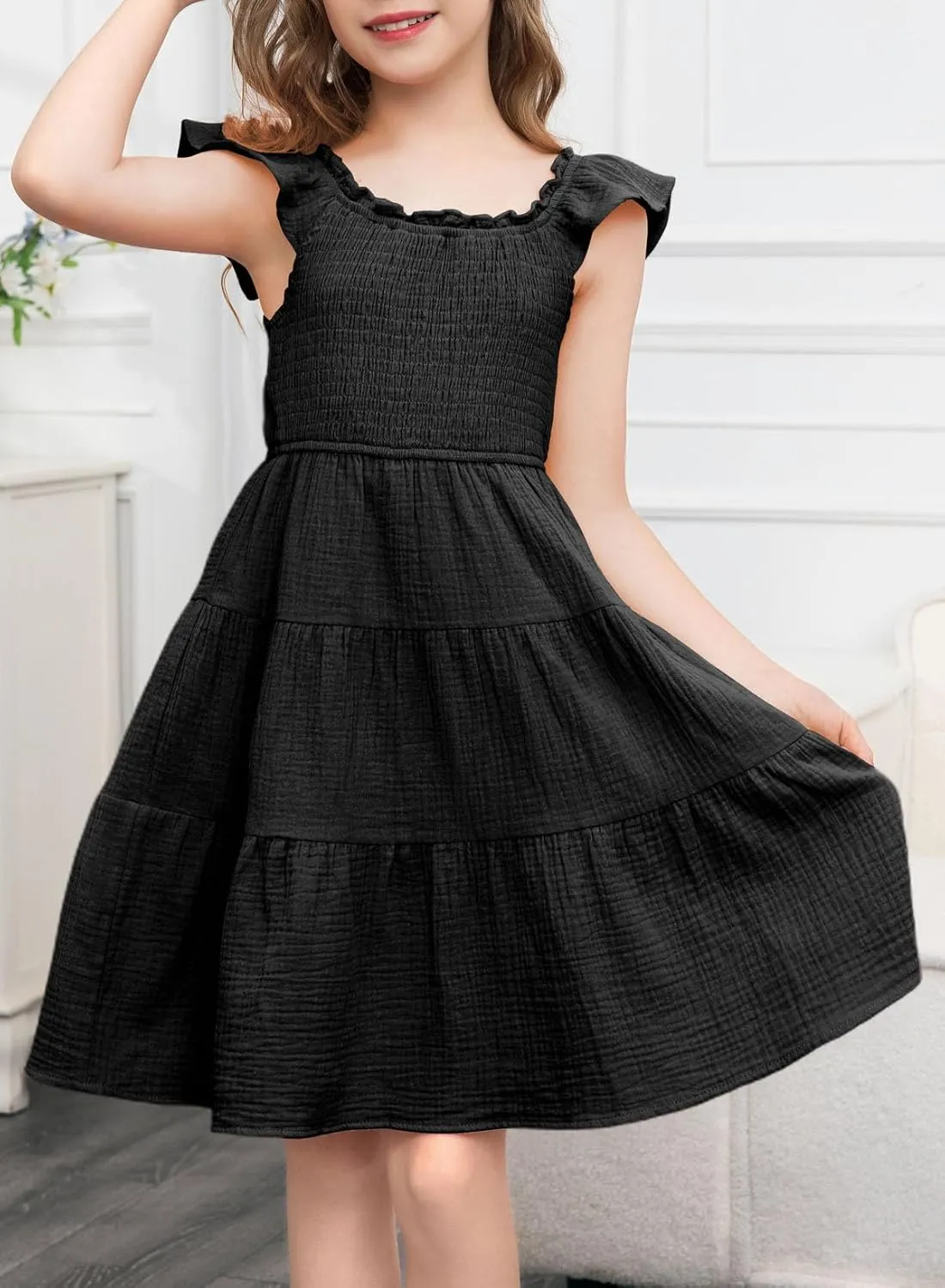 blibean Girls Summer Dresses Tween Cotton Sundress Size 6-15 Years Old