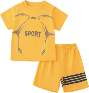Boys' Athletic Clothing Shorts Sets 2 Piece Quick Dry T-Shirt and Basketball Shorts Outfit for Running, Gym, Sports