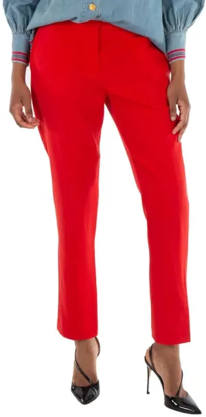 BURBERRY Bright Red Wool Straight-fit Tailored Trousers, Brand Size 4 (US Size 2)