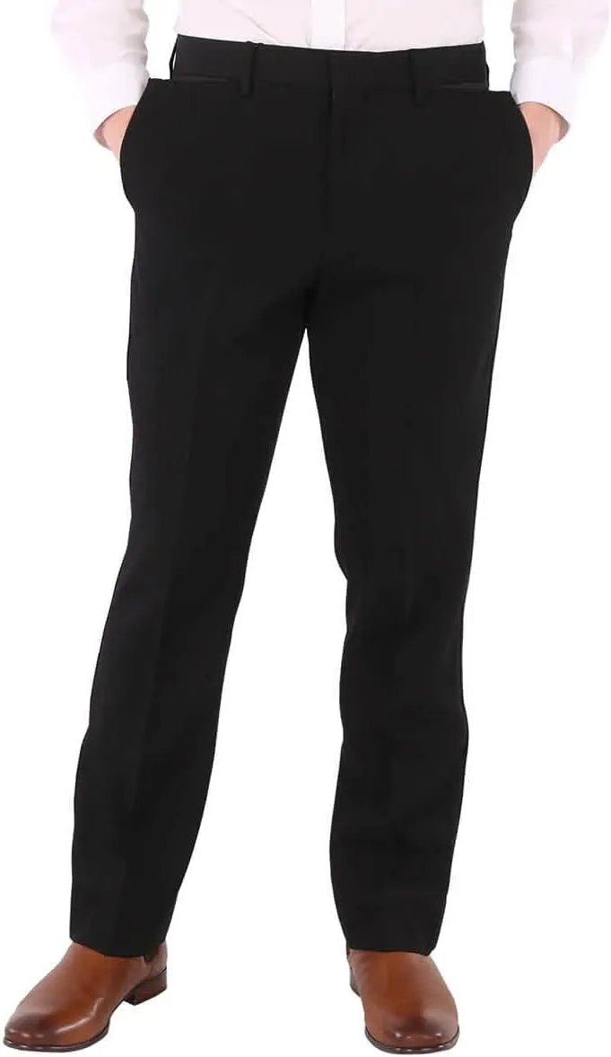 BURBERRY Men's Black Slim Fit Silk Satin Detail Wool Tailored Trousers, Brand Size 48 (Waist Size 32.7")