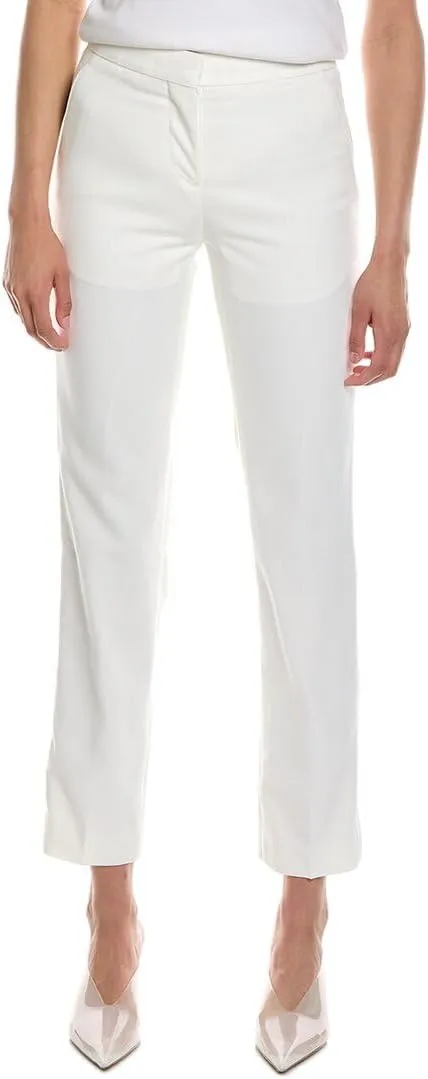 BURBERRY Optic White Silk Side Stripe Technical Wool Tailored Trousers, Brand Size 4 (US Size 2)
