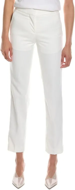 BURBERRY Optic White Silk Side Stripe Technical Wool Tailored Trousers, Brand Size 8 (US Size 6)